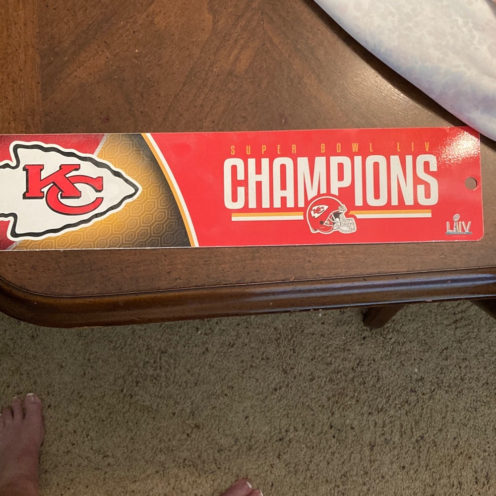 RICO Ind. Plastic Street Sign to   Commemorate the Chiefs' SUPERBOWL LIV win.